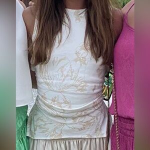 Unique cream backless top